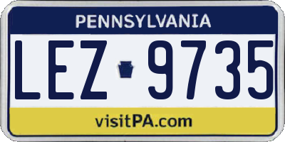 PA license plate LEZ9735