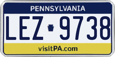 PA license plate LEZ9738