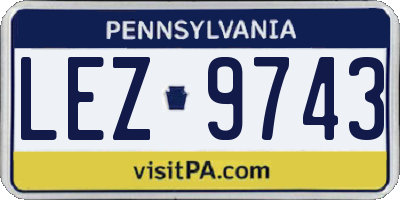 PA license plate LEZ9743