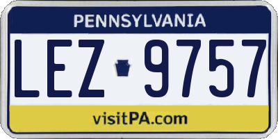 PA license plate LEZ9757
