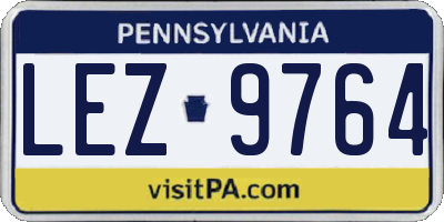 PA license plate LEZ9764