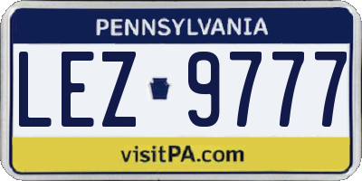 PA license plate LEZ9777