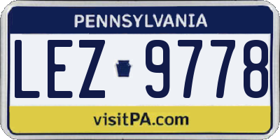 PA license plate LEZ9778