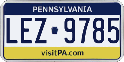 PA license plate LEZ9785