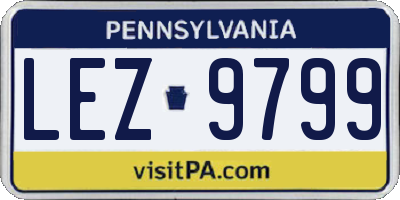 PA license plate LEZ9799