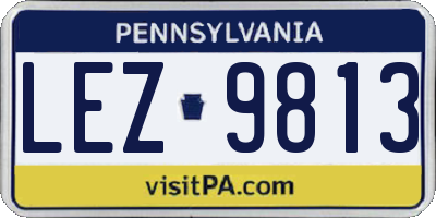PA license plate LEZ9813