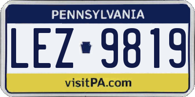 PA license plate LEZ9819