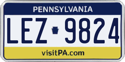 PA license plate LEZ9824