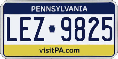 PA license plate LEZ9825