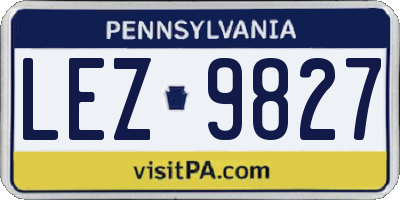 PA license plate LEZ9827