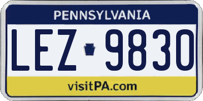PA license plate LEZ9830