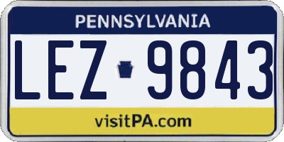 PA license plate LEZ9843