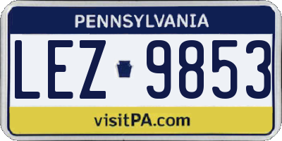 PA license plate LEZ9853