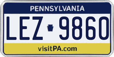 PA license plate LEZ9860