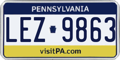 PA license plate LEZ9863
