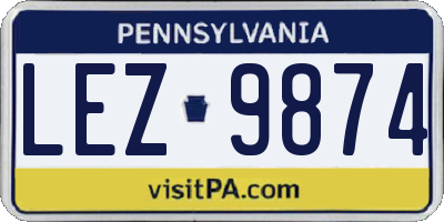 PA license plate LEZ9874
