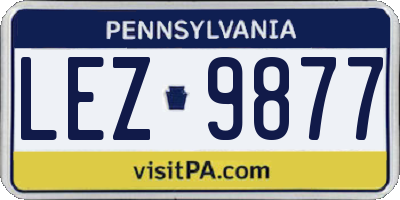 PA license plate LEZ9877