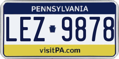 PA license plate LEZ9878