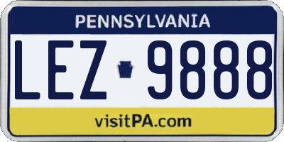 PA license plate LEZ9888