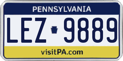 PA license plate LEZ9889