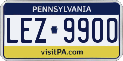 PA license plate LEZ9900