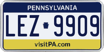 PA license plate LEZ9909