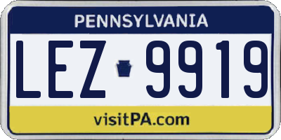 PA license plate LEZ9919