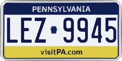 PA license plate LEZ9945