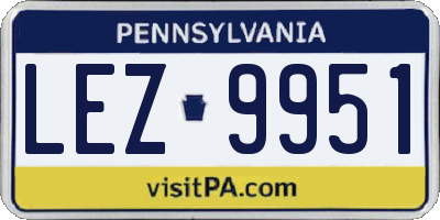 PA license plate LEZ9951