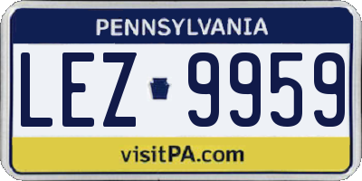 PA license plate LEZ9959