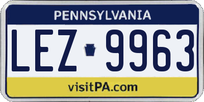 PA license plate LEZ9963