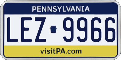 PA license plate LEZ9966