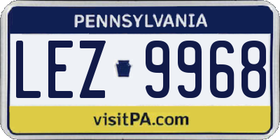 PA license plate LEZ9968