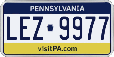 PA license plate LEZ9977