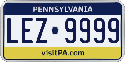 PA license plate LEZ9999