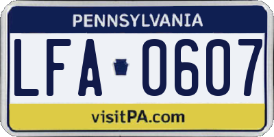 PA license plate LFA0607