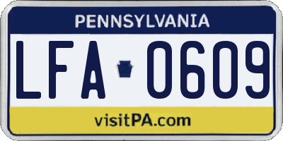 PA license plate LFA0609