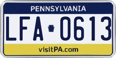 PA license plate LFA0613