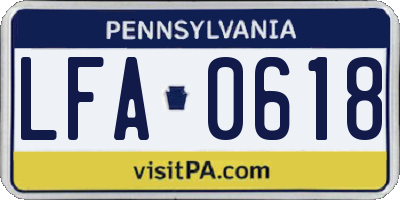 PA license plate LFA0618