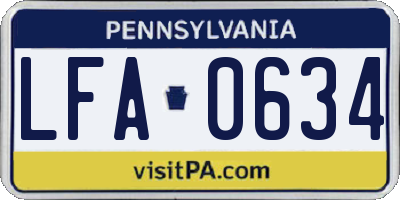 PA license plate LFA0634