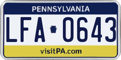 PA license plate LFA0643