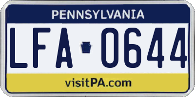 PA license plate LFA0644