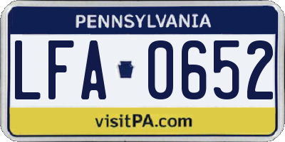 PA license plate LFA0652