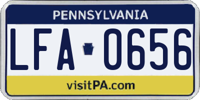 PA license plate LFA0656