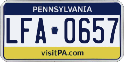 PA license plate LFA0657