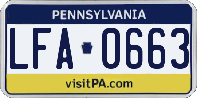 PA license plate LFA0663