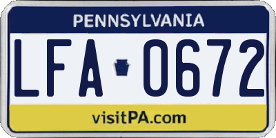 PA license plate LFA0672