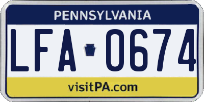 PA license plate LFA0674