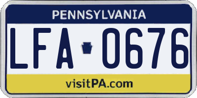 PA license plate LFA0676