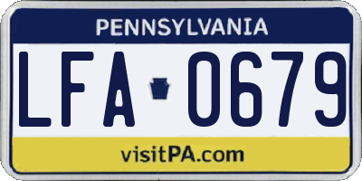 PA license plate LFA0679